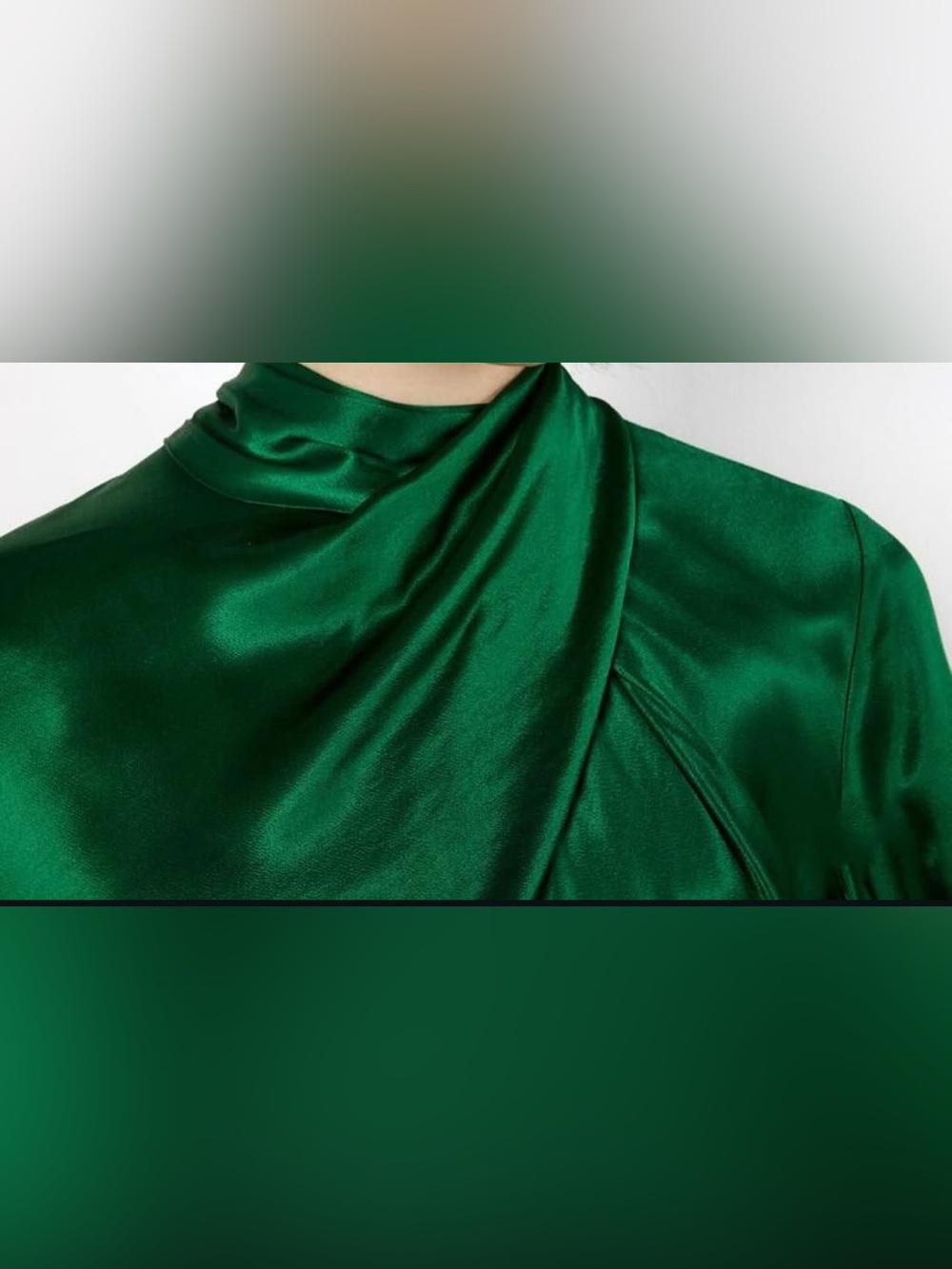 Zara Emerald Satin Blouse - Picture 6 of 7